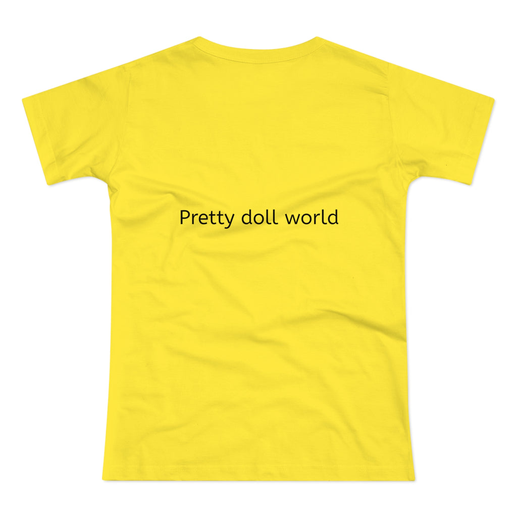 Pretty Doll World Boss T-shirt by BELLA featuring a colorful graphic print on a casual tee.