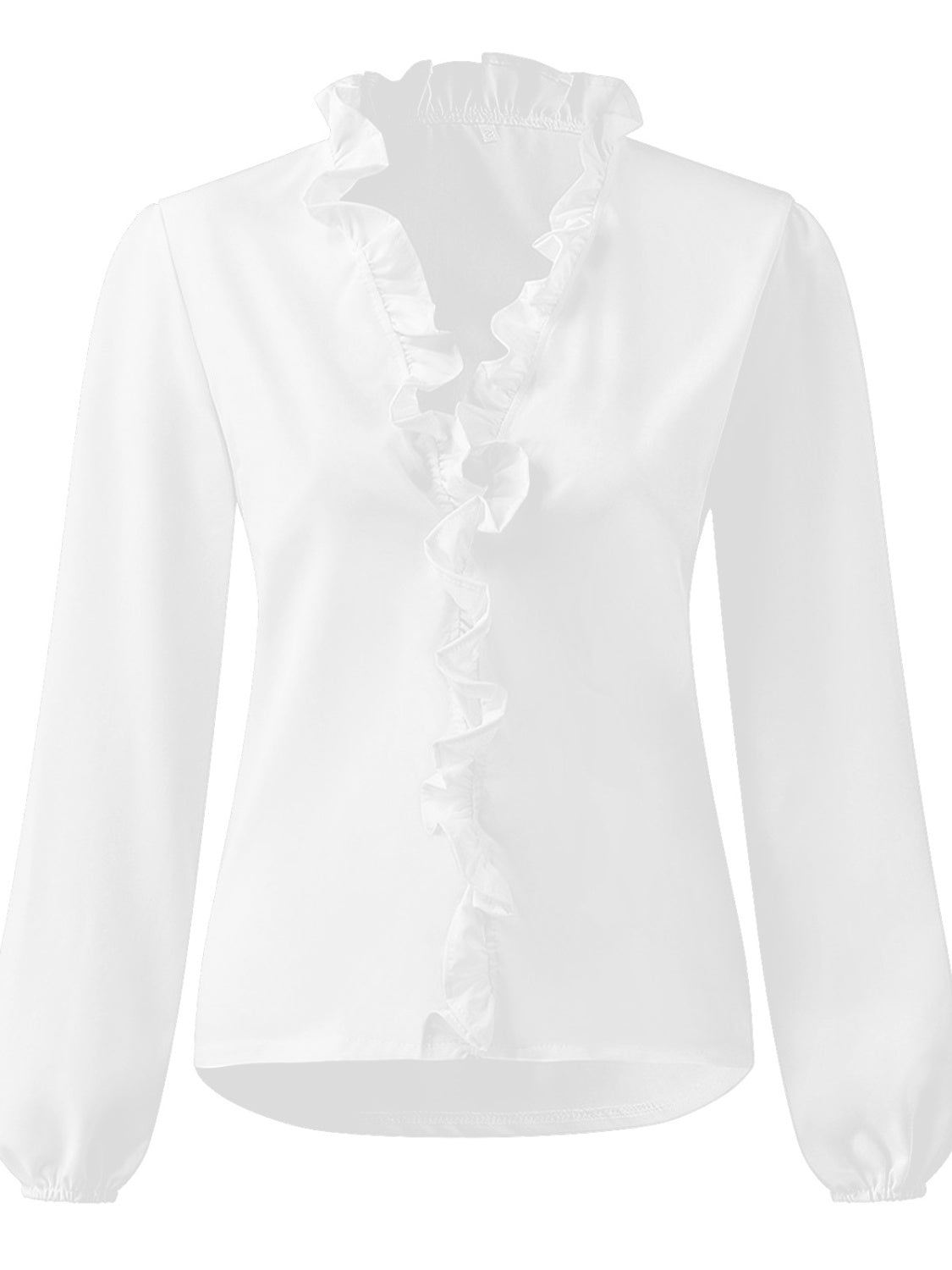 BELLA BLA full size ruffled v-neck long sleeve blouse with ruffle details and v-neck, stylish for casual or dressy wear