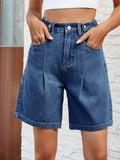 BELLA high waist denim shorts with front and back pockets, stylish and versatile for casual summer outfits.