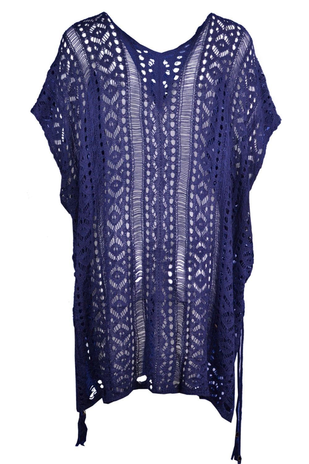 BELLA trendsi cutout V-neck cover-up with tassel details, lightweight fabric, and stylish design perfect for beach or poolside wear.