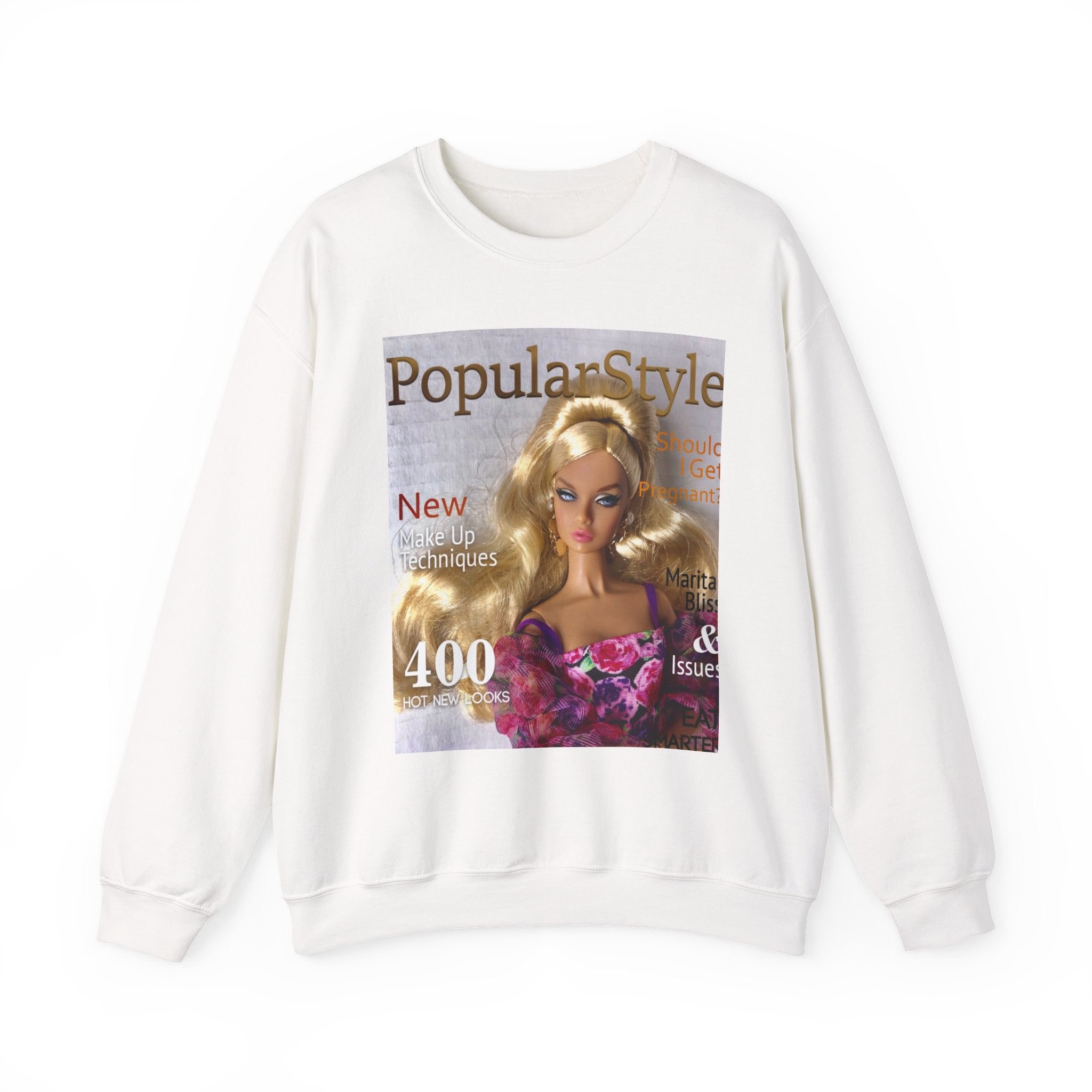Printify fashion graphic crewneck sweatshirt with bold printed design on soft, comfortable fabric, front view.