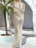 BELLA backless flare sleeve cover-up dress with flowing fabric and stylish design, perfect for beach or poolside wear.