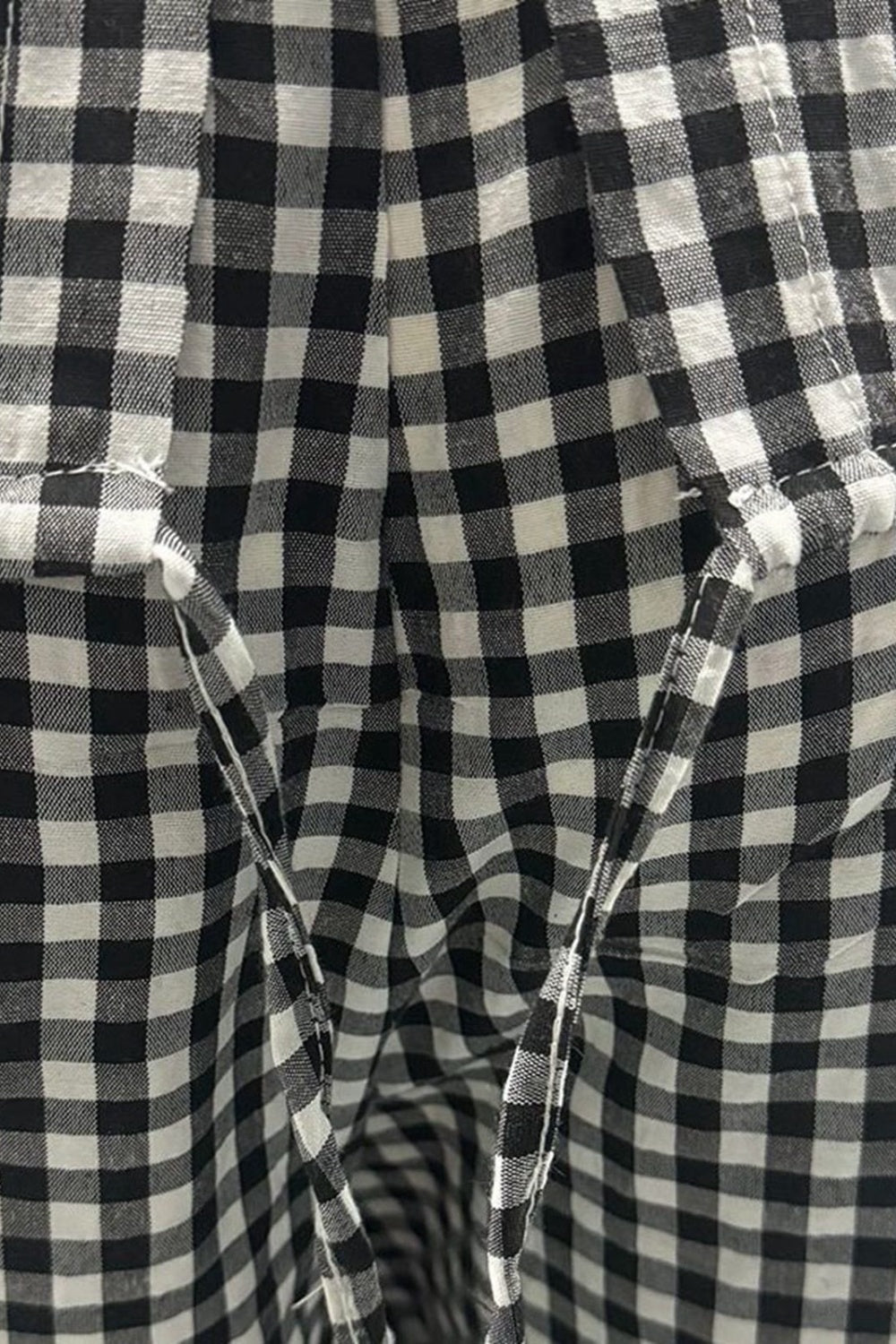 BELLA plaid round neck half sleeve top and matching pants set in red and black, casual stylish outfit, front view.
