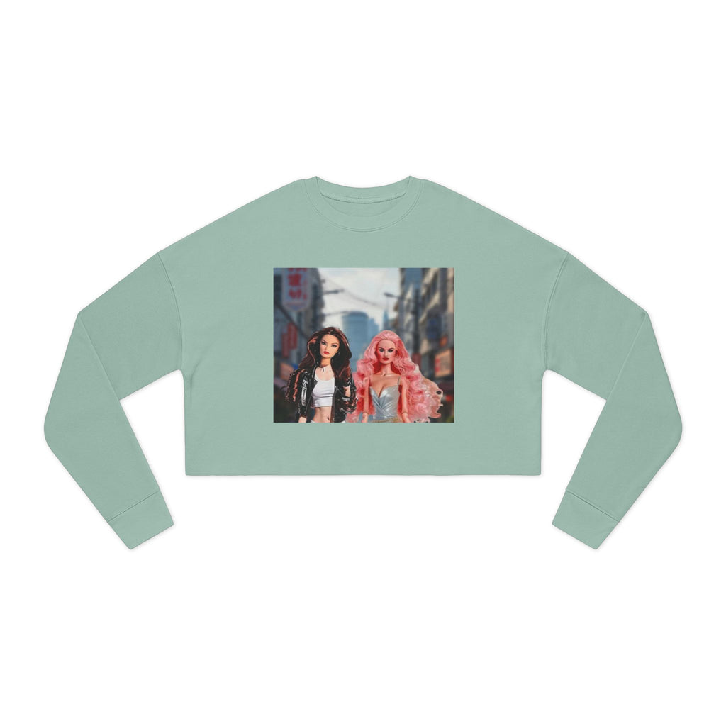 BELLA printify cropped sweatshirt with colorful graphic print, soft fabric, and casual fit, perfect for stylish everyday wear.