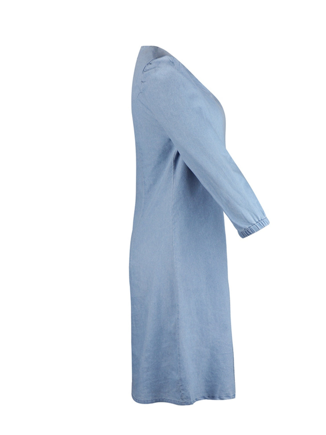 BELLA Trendsi full size v-neck half sleeve dress in soft fabric, shown on model with relaxed fit and stylish neckline.