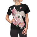 BELLA MOM flowers T-shirt with colorful floral print, casual cotton tee for women, showcasing vibrant flower design.
