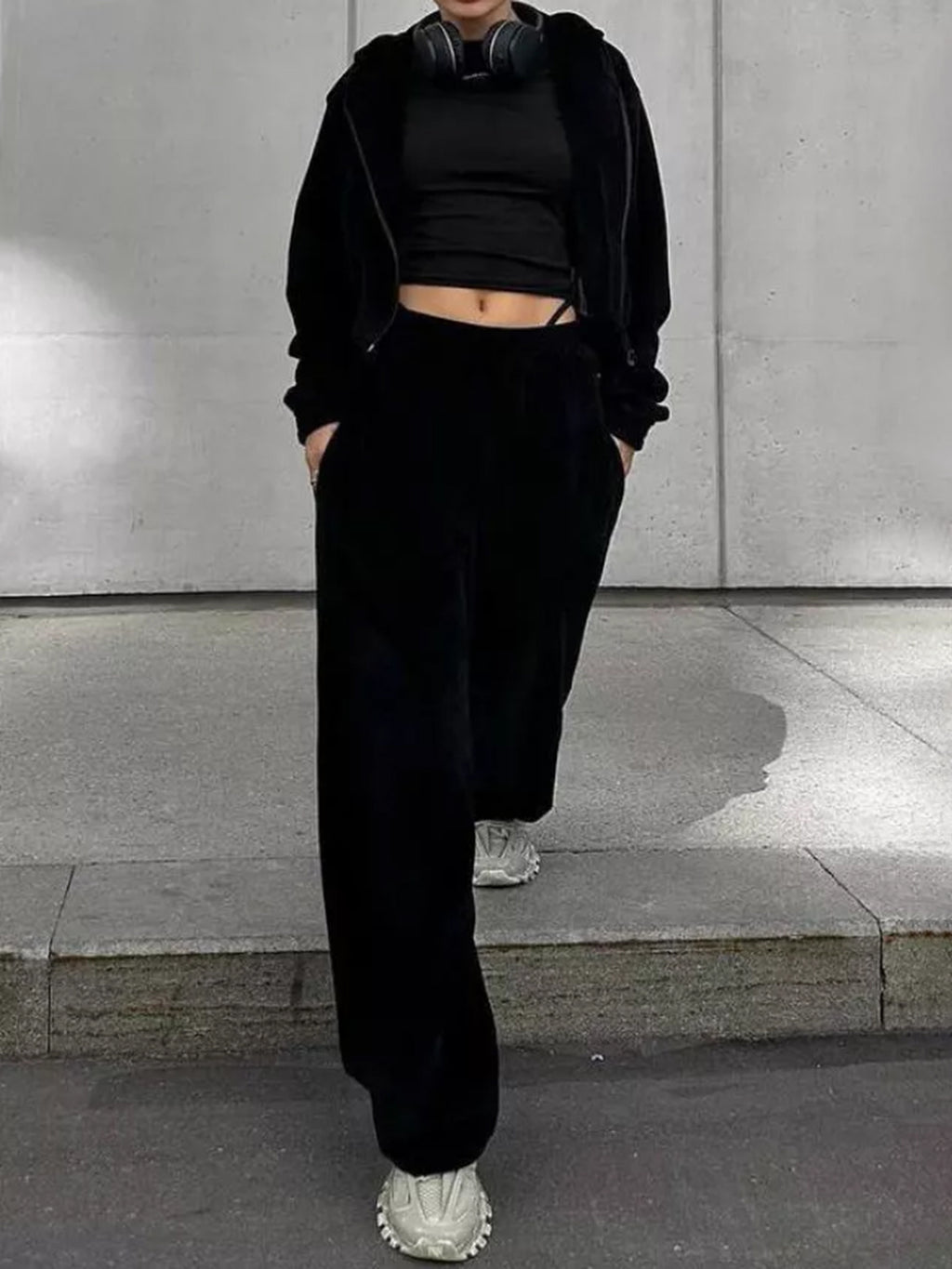 BELLA BLA Zip Up Hoodie and Pocketed Pants Set in trendy casual style, featuring a zip-up hoodie and matching pants with pockets.