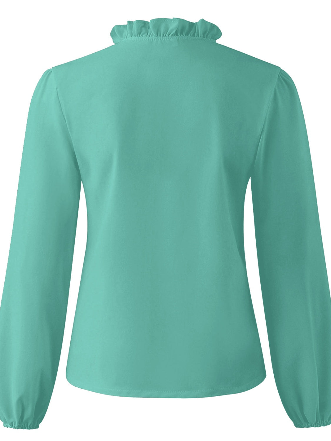 BELLA BLA full size ruffled v-neck long sleeve blouse with a feminine ruffle detail and V-neckline, perfect for stylish casual wear.