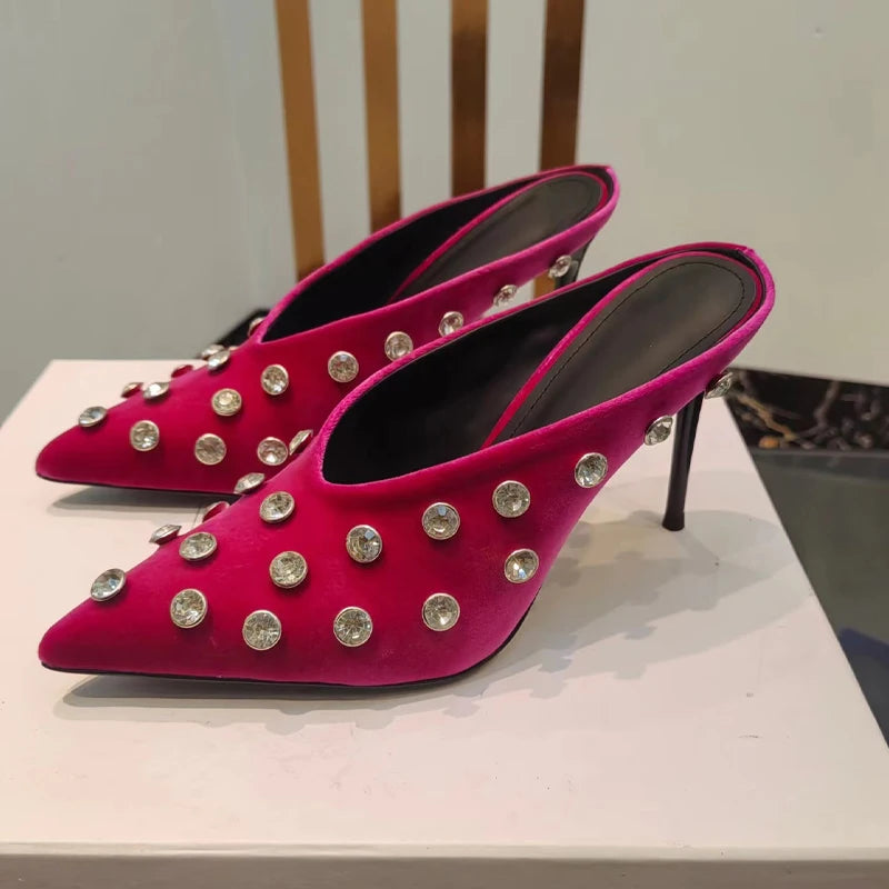 Suede Half Head Slipper Heel