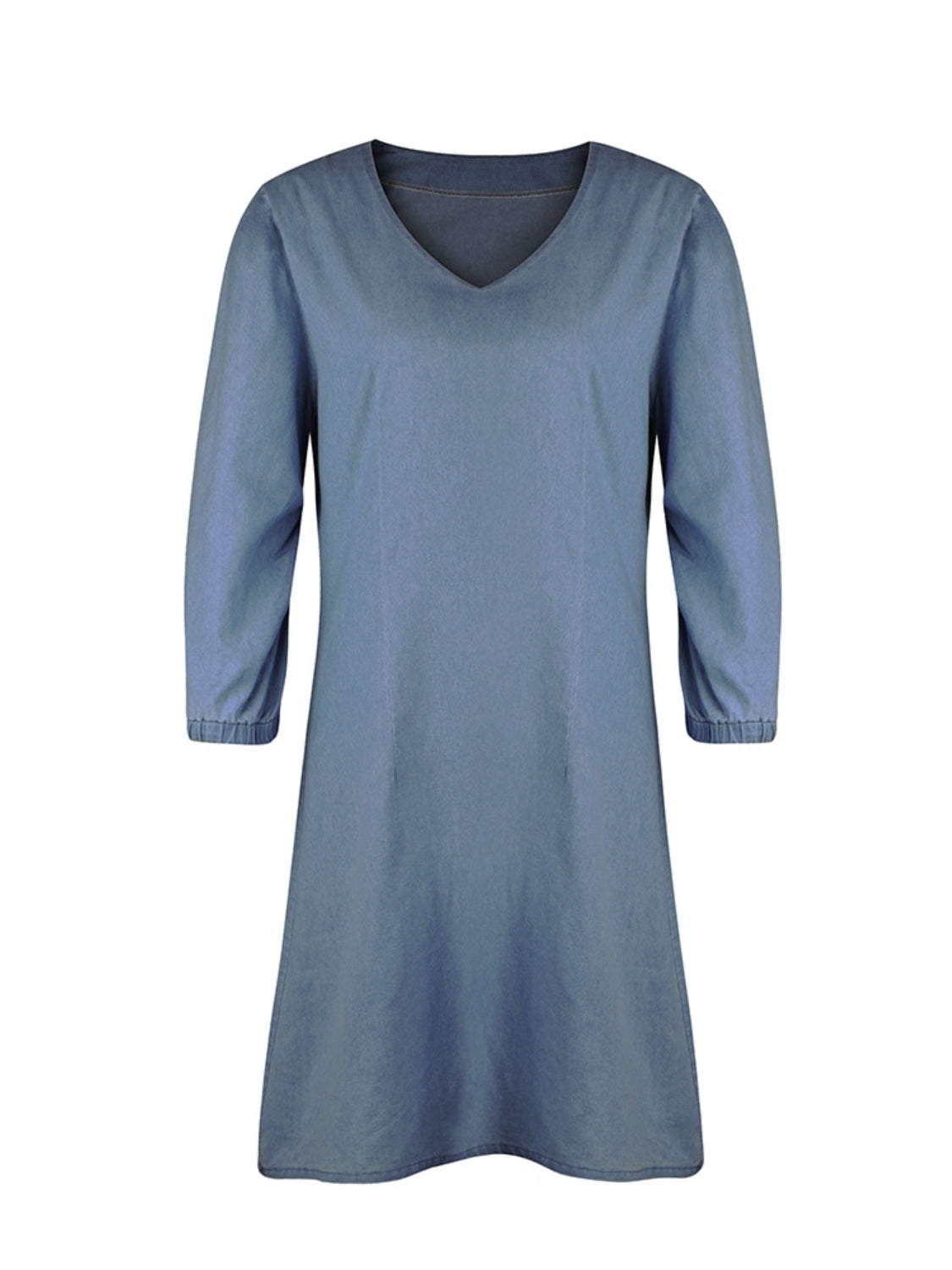 BELLA full size v-neck half sleeve dress, shown in a stylish design, featuring a comfortable fit and elegant neckline.