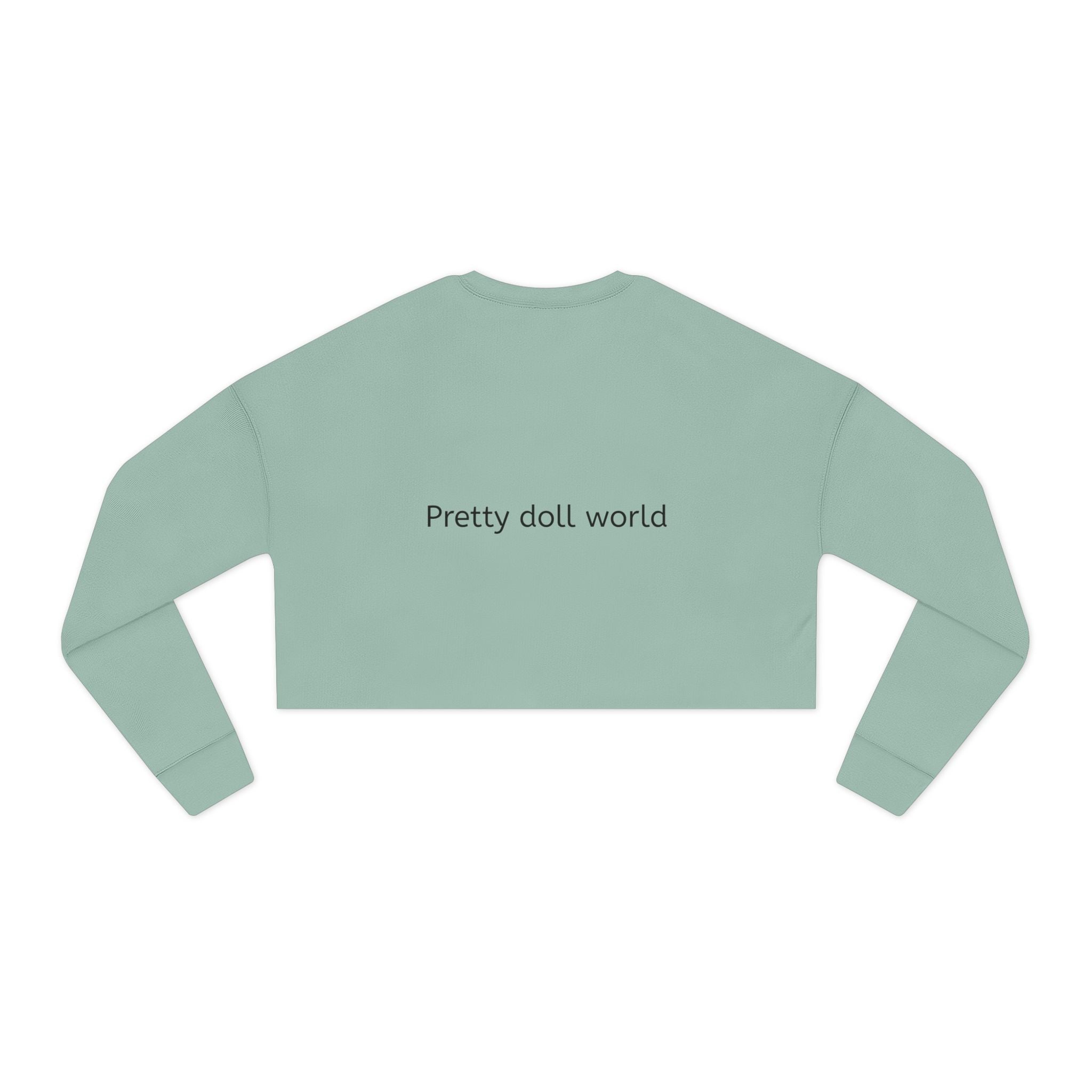BELLA printify cropped sweatshirt with colorful graphic print, casual fit, and long sleeves, shown on a white background.