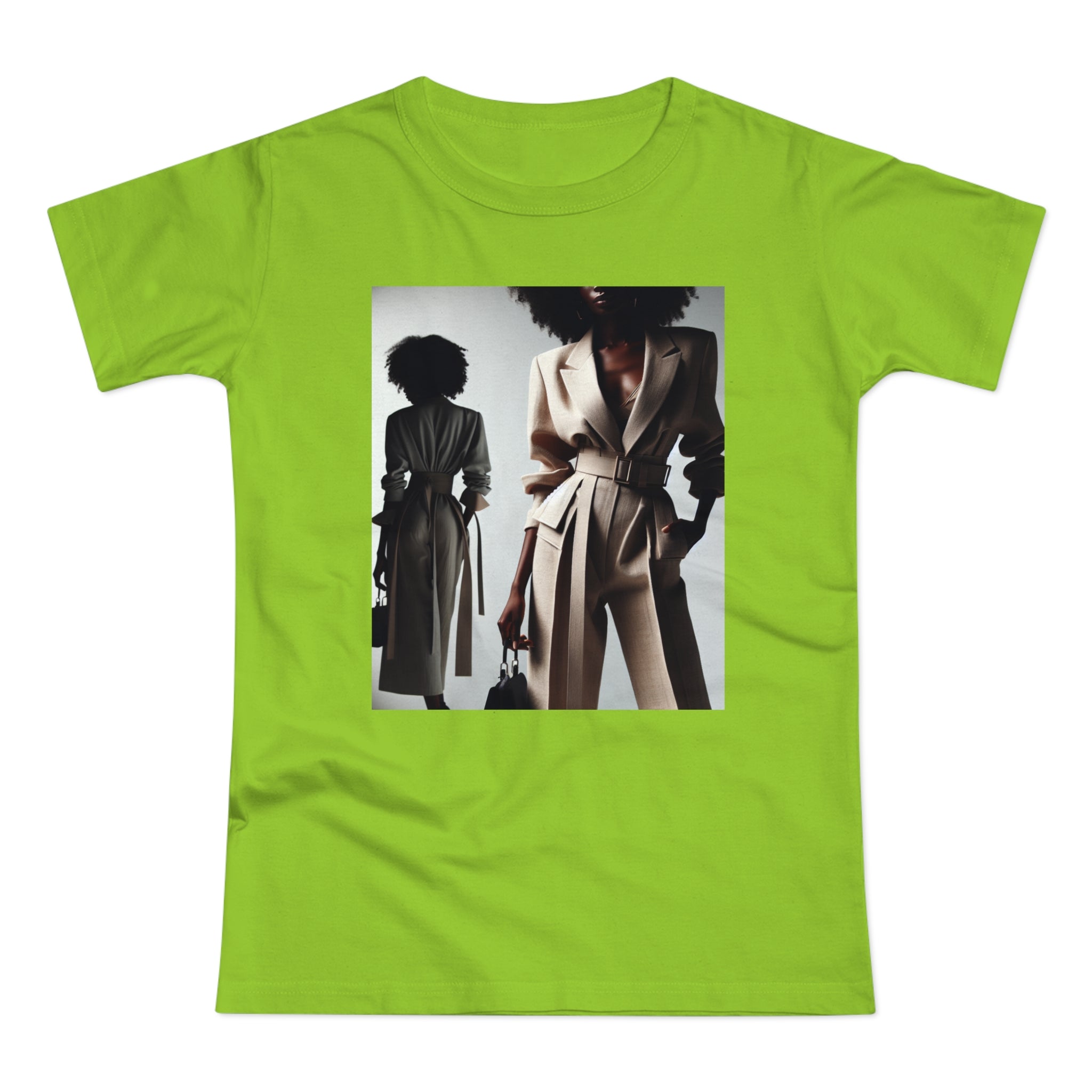 BELLA Pretty Doll World Boss T-shirt with colorful print, casual fit, and graphic design on front, made by Printify.