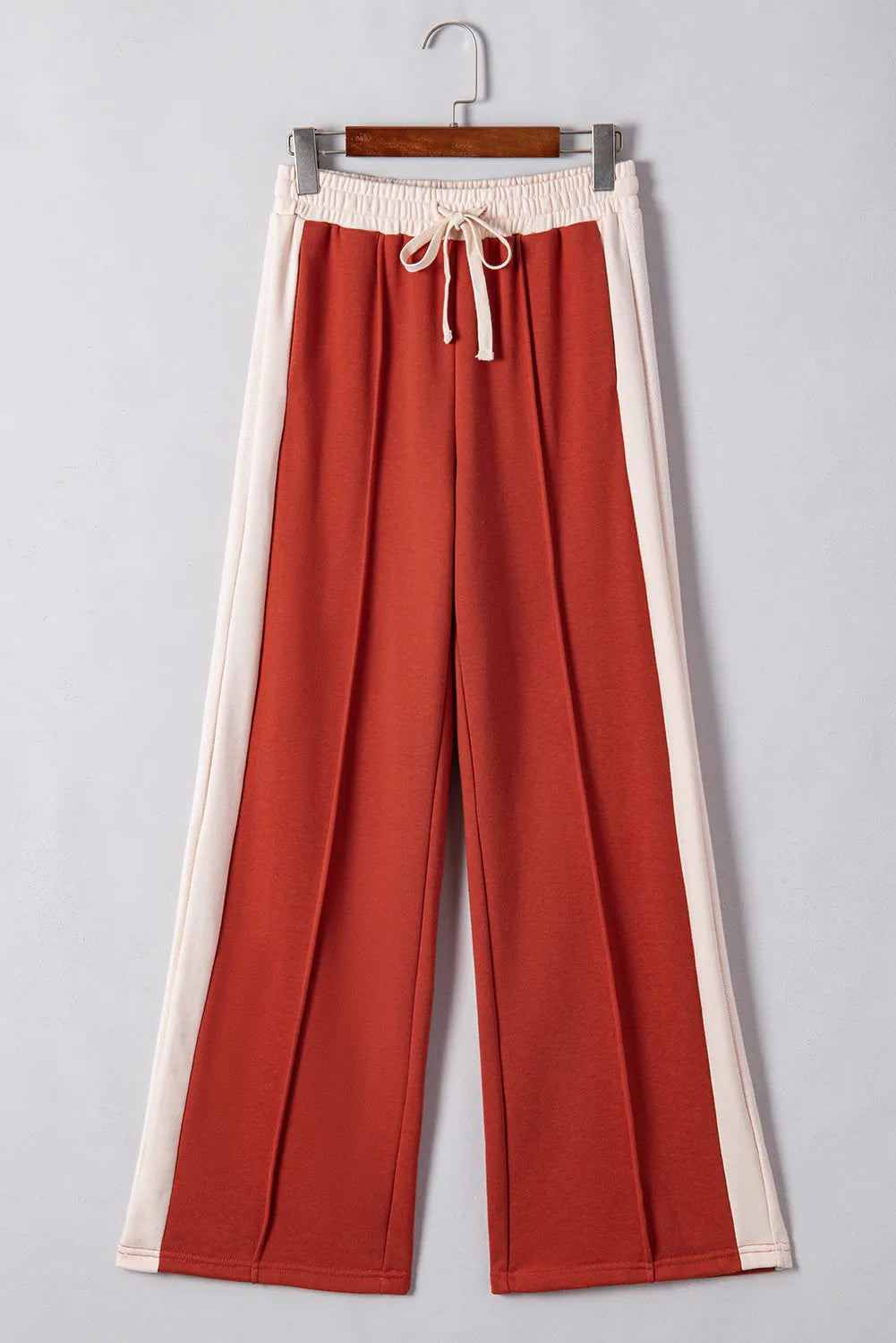 BELLA Drawstring Contrast Wide Leg Pants featuring a relaxed fit, high waist, and stylish contrast detail for trendy casual wear.