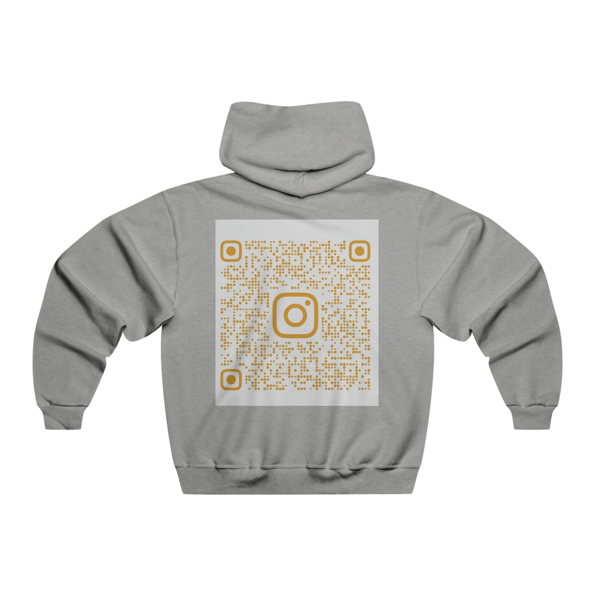 Printify BELLA BLA QR Code hooded sweatshirt with front print, featuring a modern design on a cozy black hoodie.