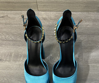Silk Platform Rhinestone Chunky Heel