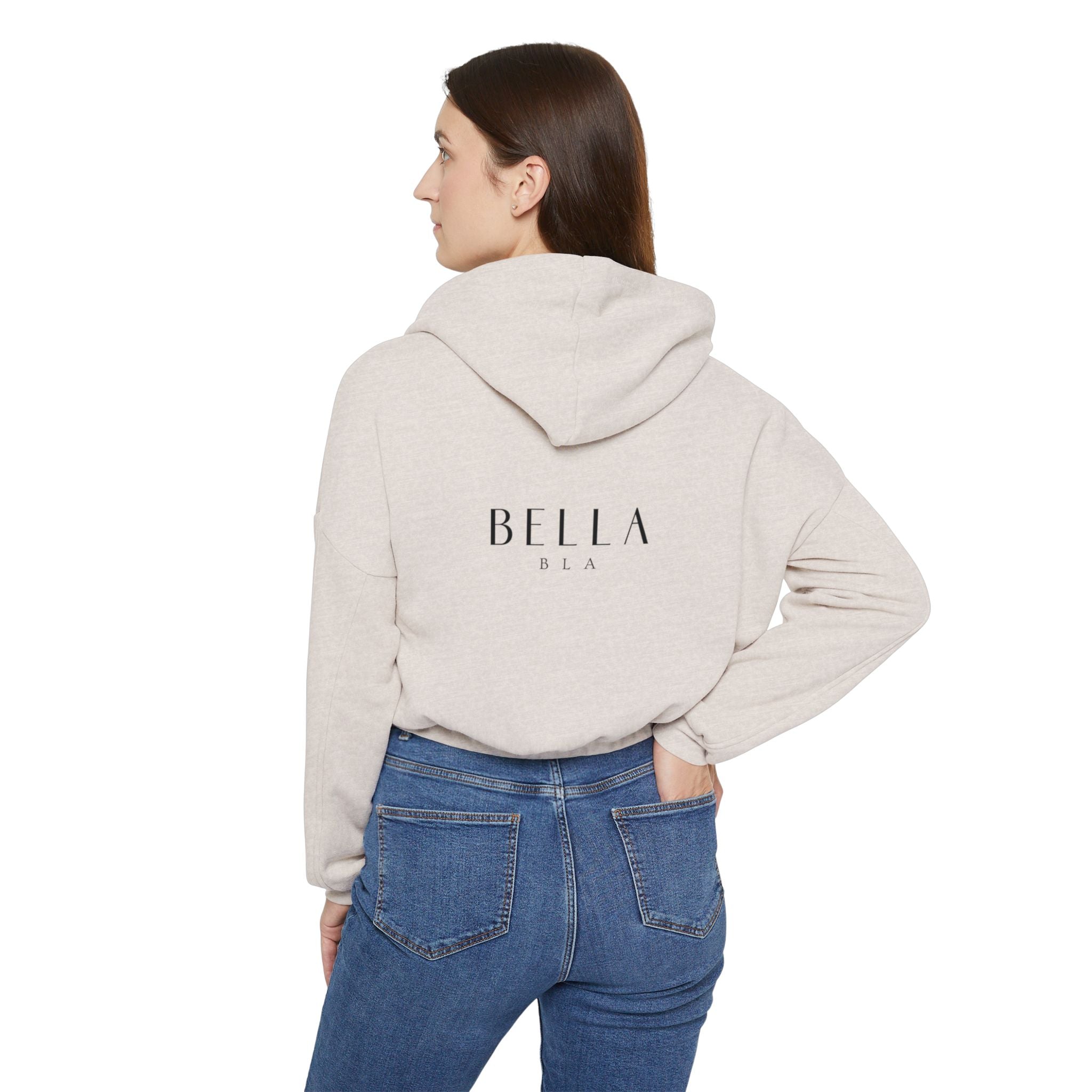 Luxury cinched bottom hoodie by Printify featuring a relaxed fit and stylish design, shown in a neutral color.
