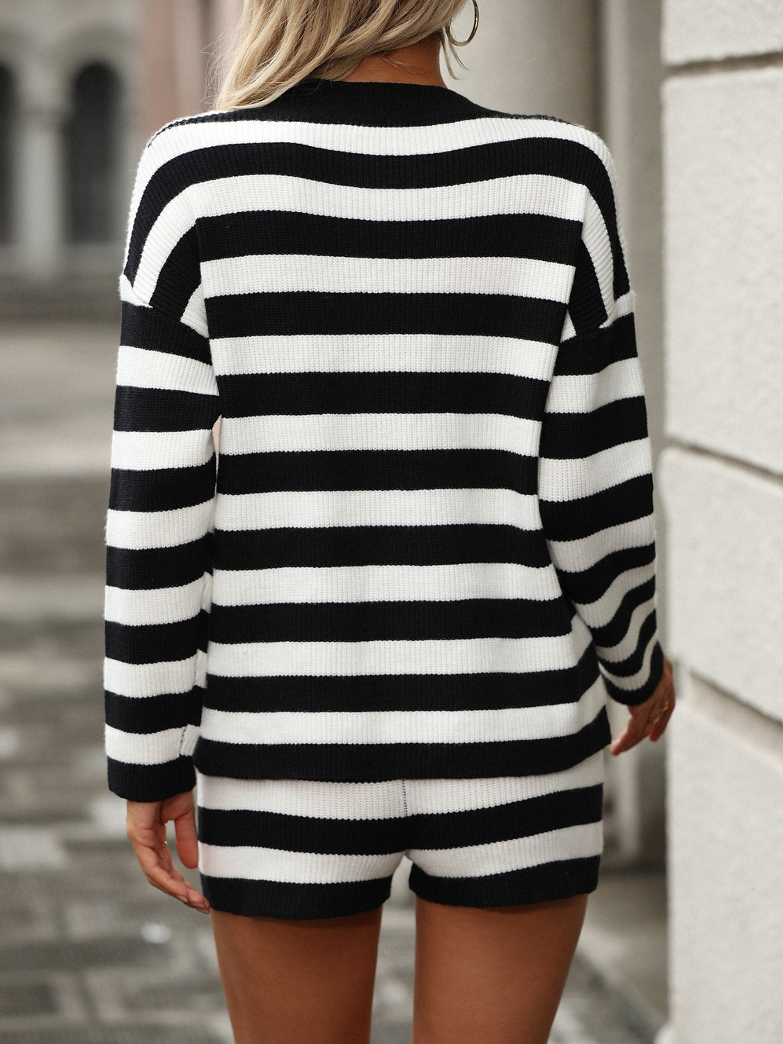 BELLA BLA trendsi top and shorts sweater set featuring a cozy knit fabric in a stylish matching design.