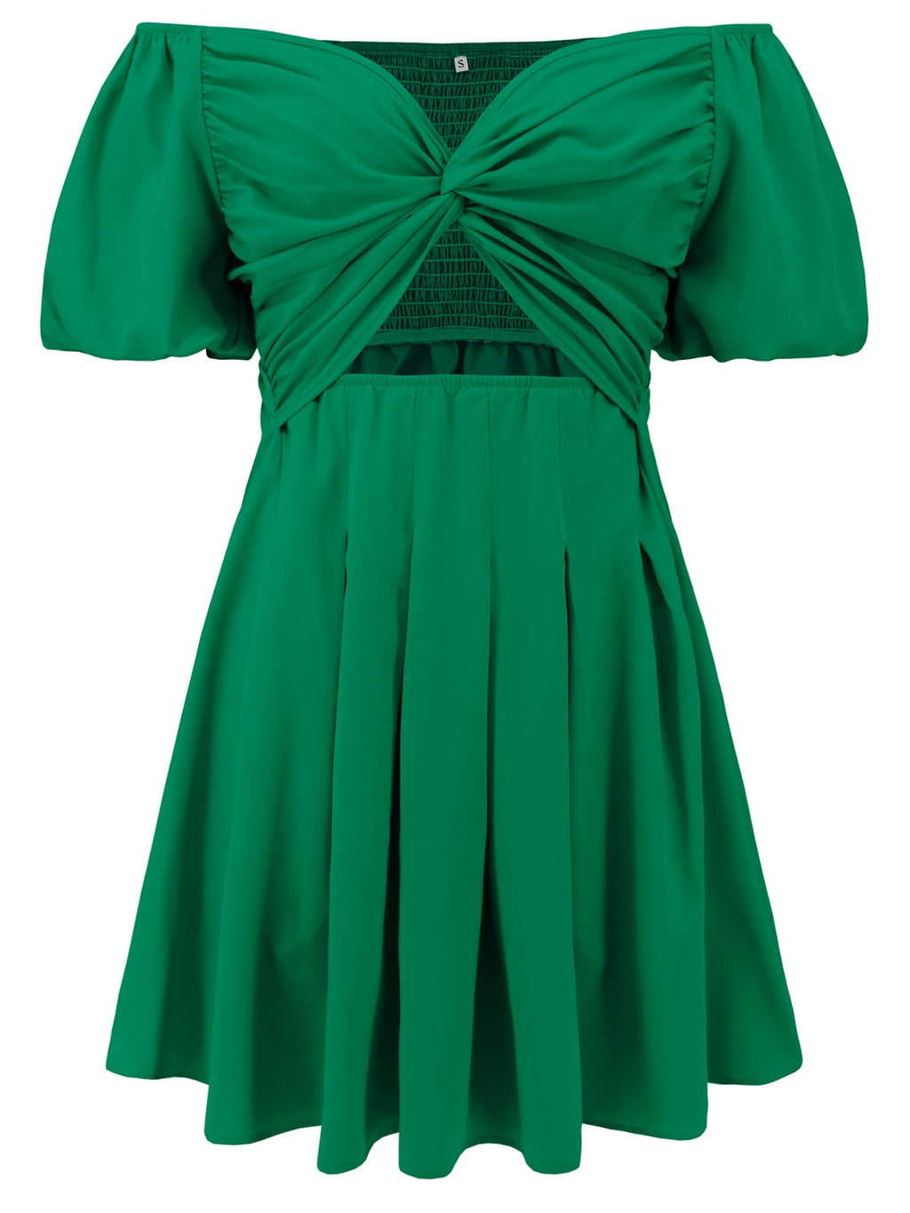 BELLA Cutout Twisted Off-Shoulder Short Sleeve Dress featuring a stylish twisted design and exposed shoulders for a trendy look
