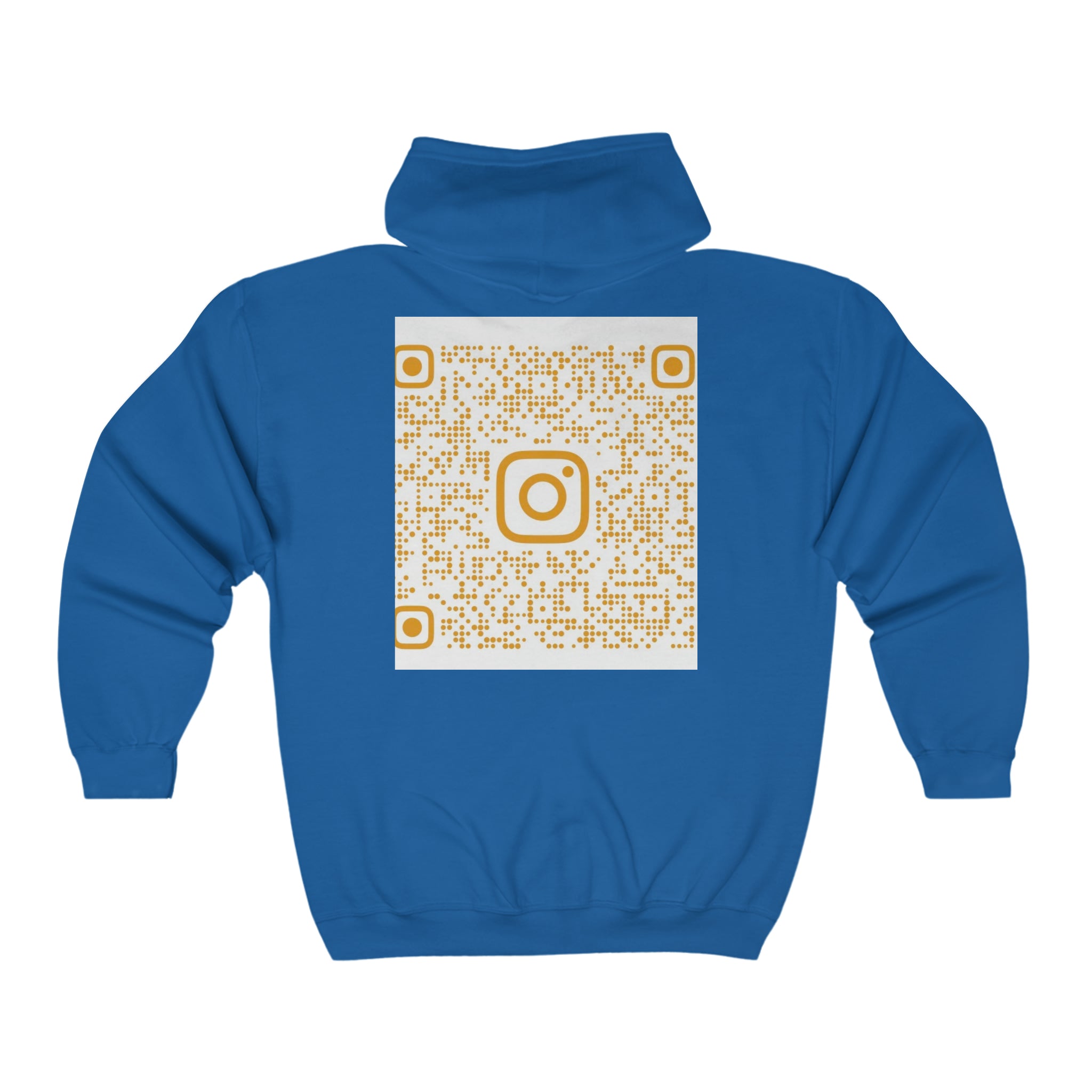 BELLA QR Code full zip hoodie with hood, front zipper and printed QR code design, casual streetwear sweatshirt.