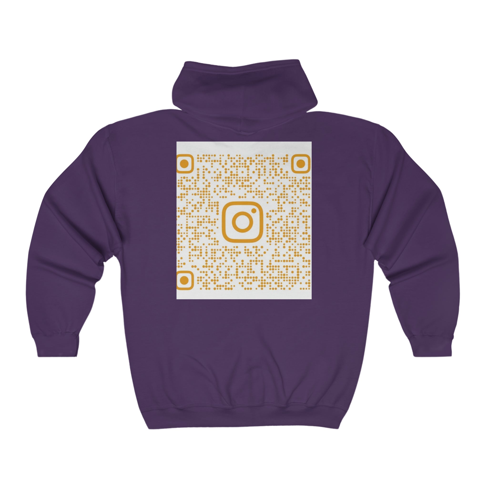 BELLA QR Code full zip hoodie with hood, casual sweatshirt featuring a prominent QR code design on the front.
