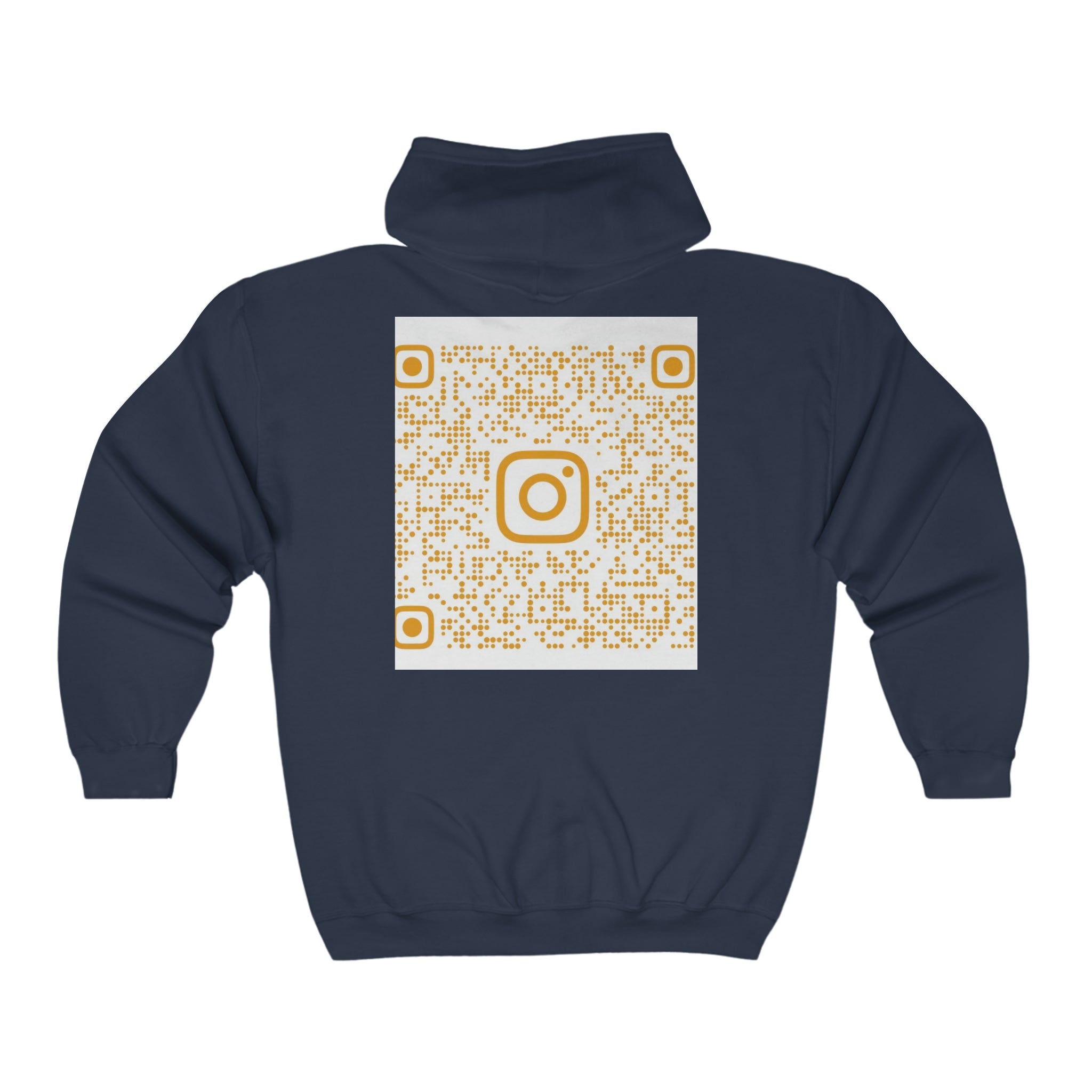 BELLA QR Code full zip hooded sweatshirt, gray hoodie with front zip, adjustable drawstrings, and QR code design on front.