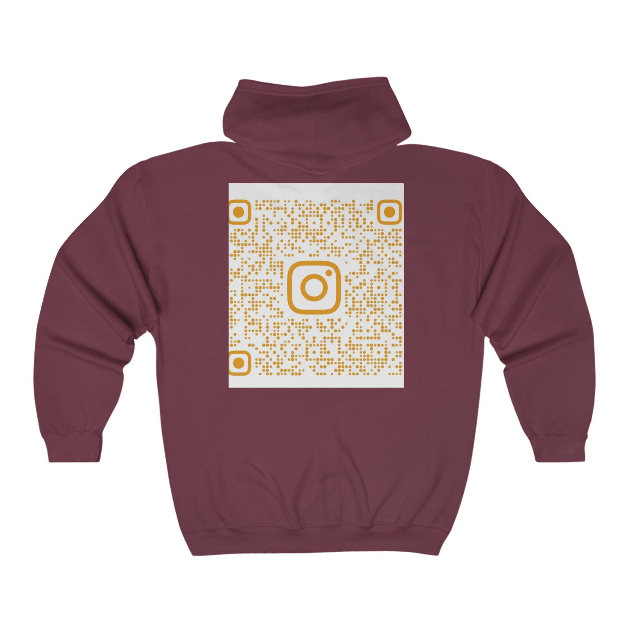 BELLA QR Code full zip hoodie with hood and front pockets, featuring a prominent QR code design on the chest.