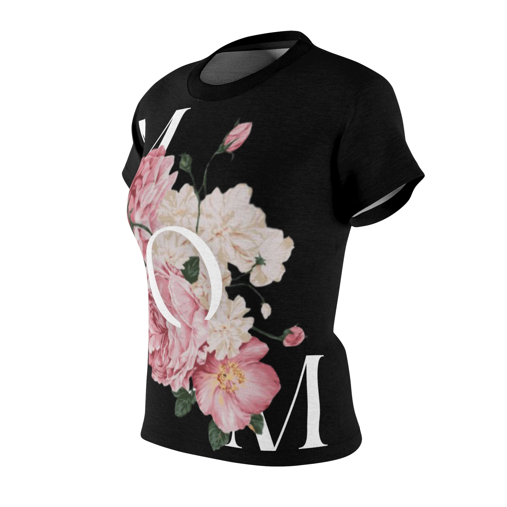 BELLA MOM flowers print T-shirt featuring colorful floral design on a casual cotton tee.