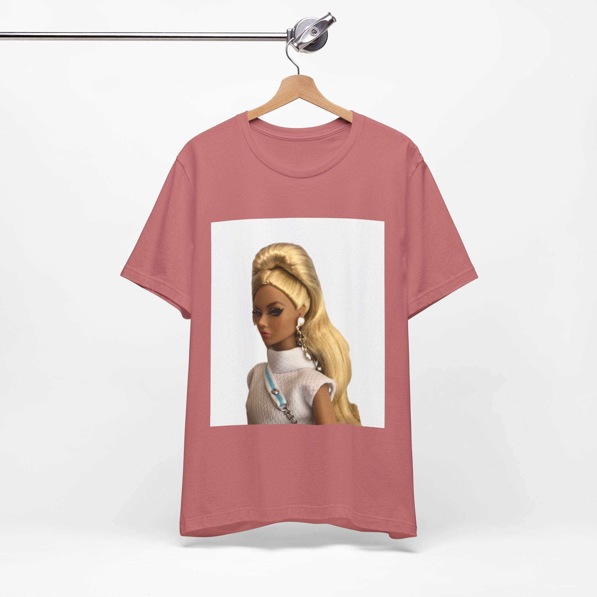BELLA Pretty Doll World short sleeve tee with colorful print, casual cotton shirt for girls, featuring playful doll illustrations.