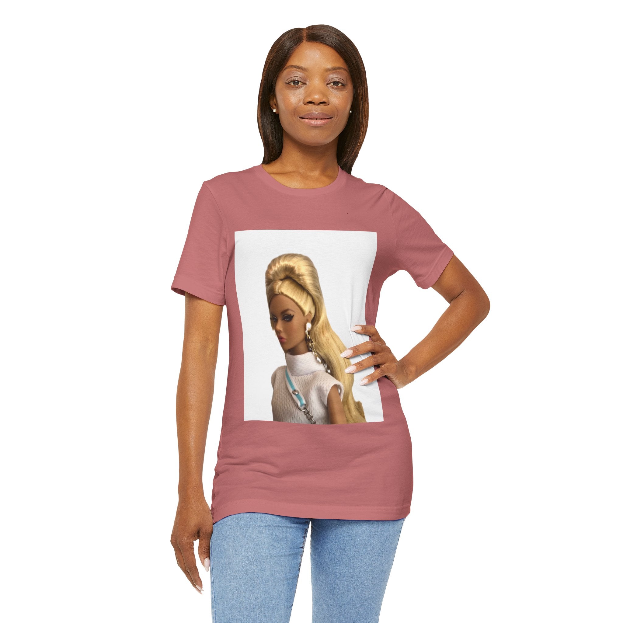 BELLA Pretty Doll World short sleeve tee with colorful doll print on soft fabric, casual and stylish for kids.