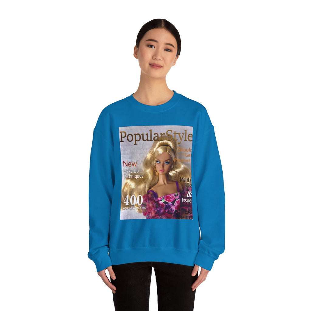 Printify graphic crewneck sweatshirt featuring stylish printed design, soft fabric, and comfortable fit on a model.
