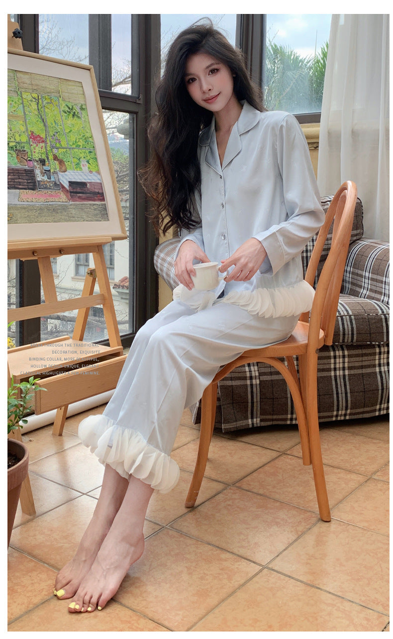 Ruffled Ice Silk Set