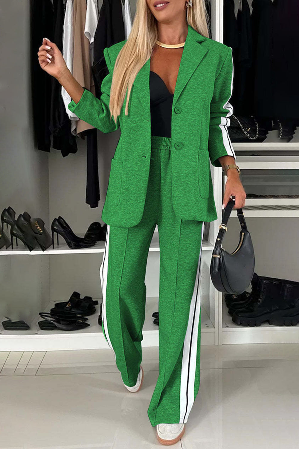 BELLA Trendsi full size contrast lapel collar top and pants set featuring a stylish, coordinated look in a casual fit.