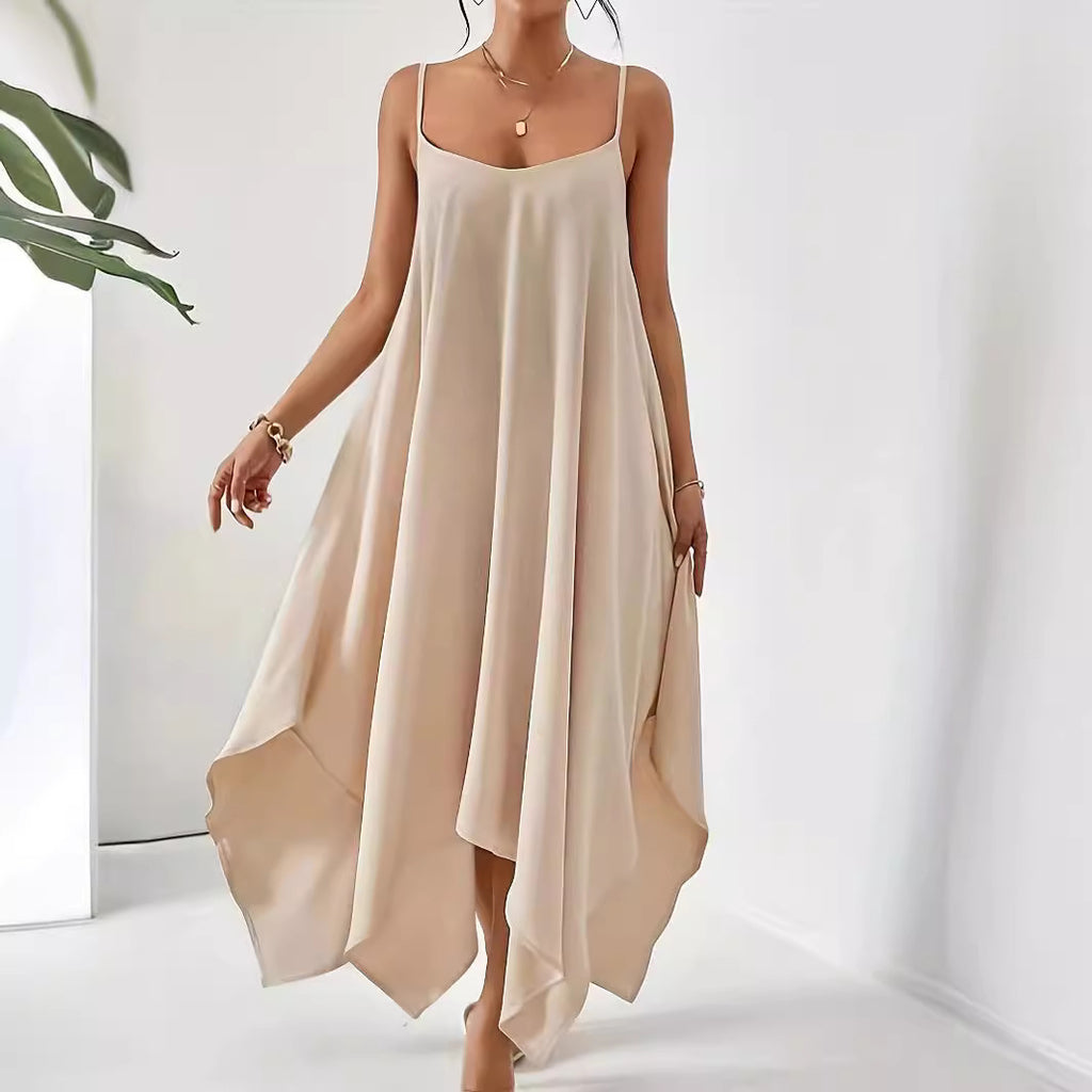 BELLA Scoop Neck Midi Cami Dress from trendsi, featuring a fitted silhouette and soft fabric, perfect for casual or dressy occasions.