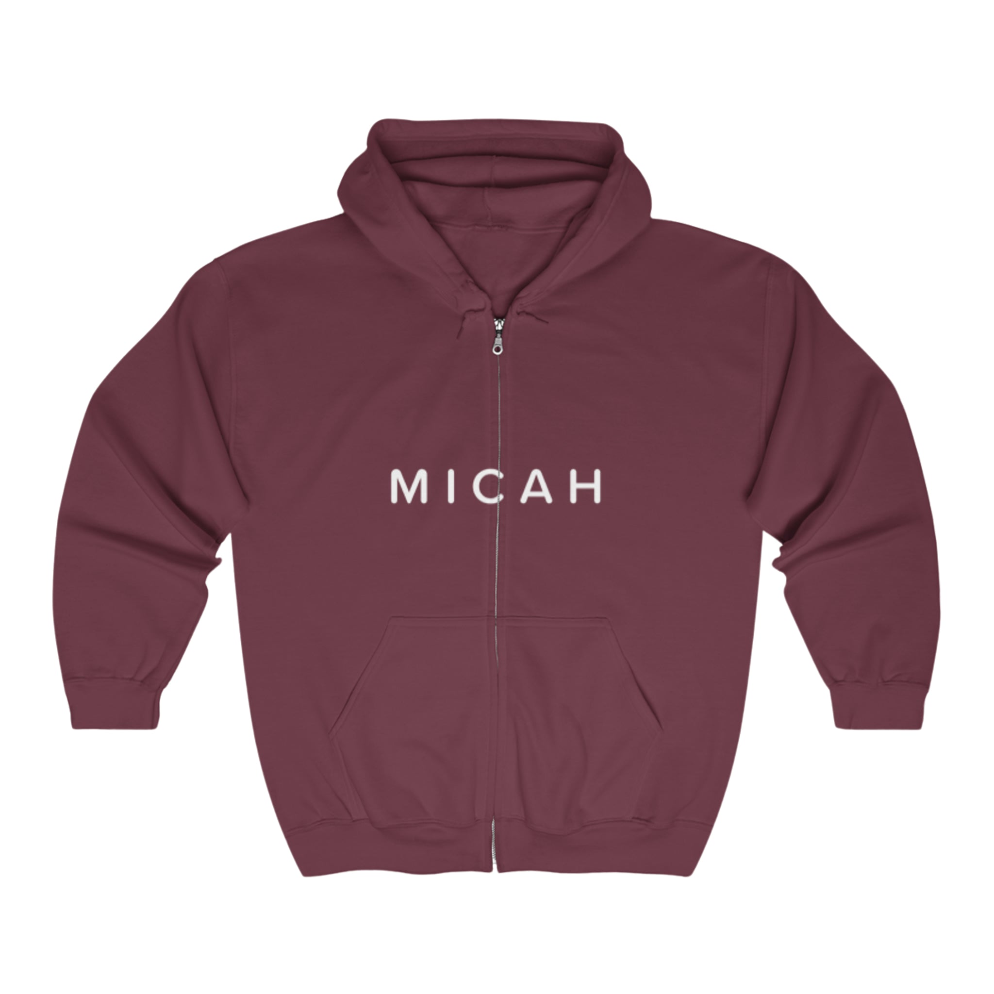 BELLA Signature full zip hoodie with hood, front pockets, and ribbed cuffs in a soft sweatshirt fabric.