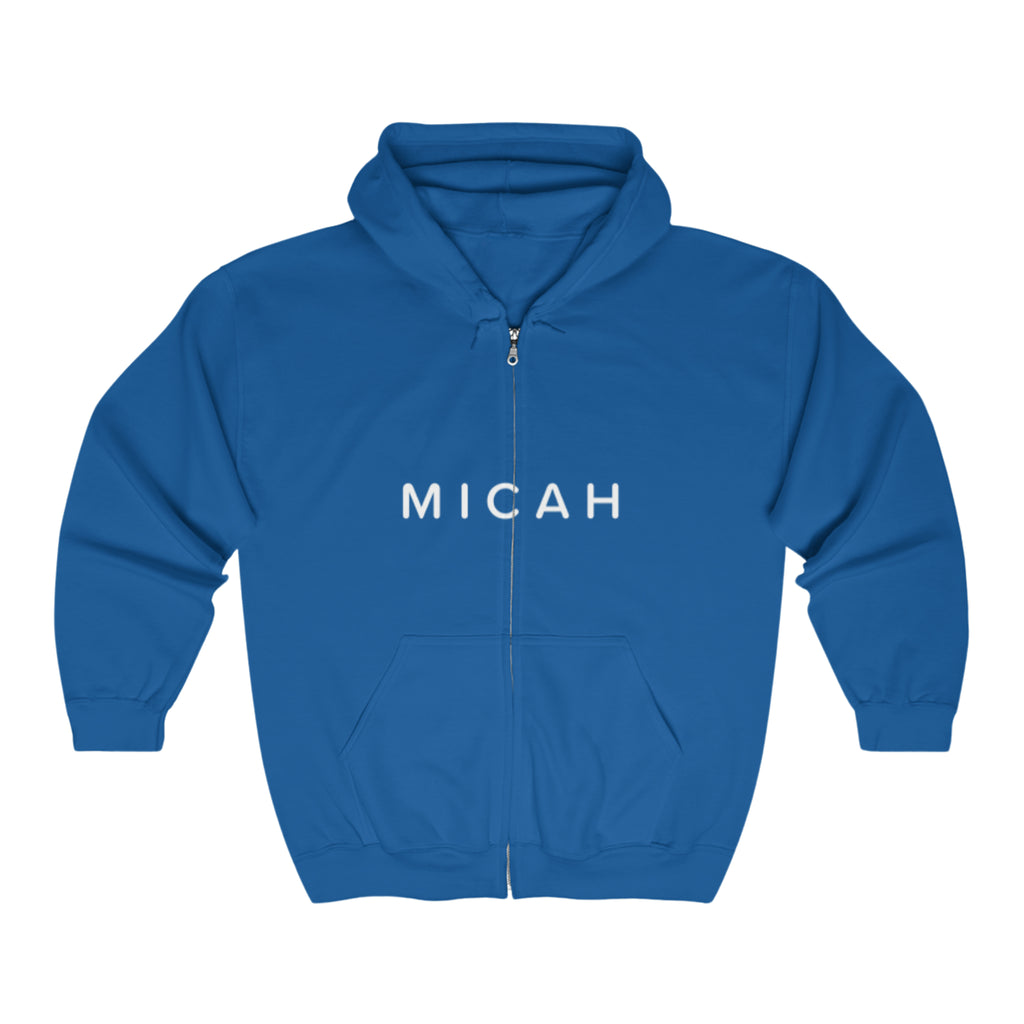 BELLA Signature full zip hooded sweatshirt, front view showing soft fabric, hood, and full-length zipper for casual comfort.