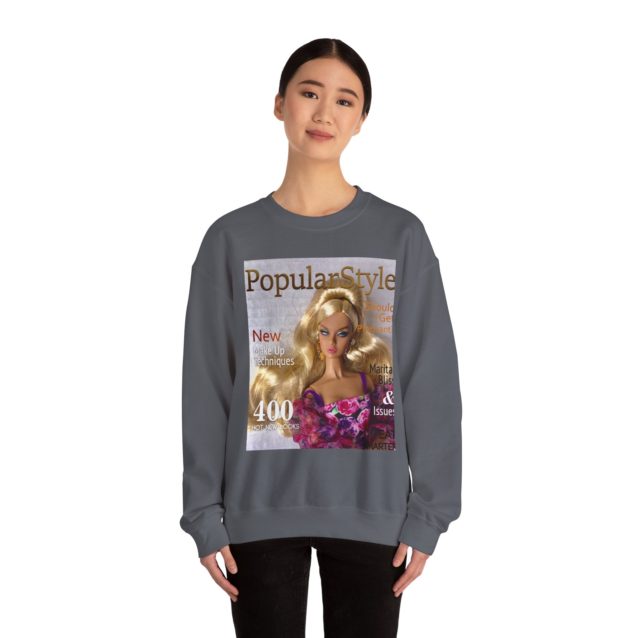 Printify fashion graphic crewneck sweatshirt featuring a stylish printed design on soft, comfortable fabric.