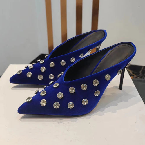 Suede Half Head Slipper Heel