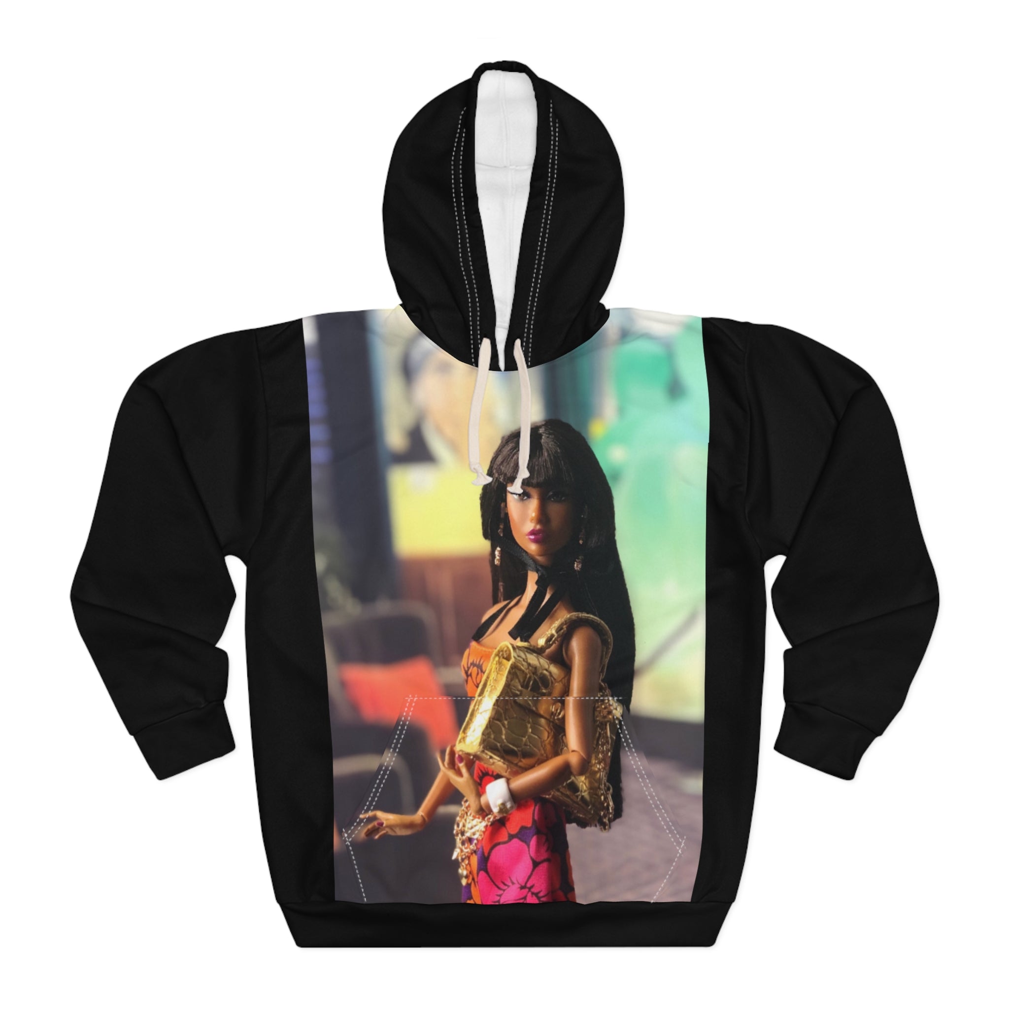 BELLA Pretty Doll World printed pullover hoodie, cozy casual wear with colorful doll graphics on soft fabric.