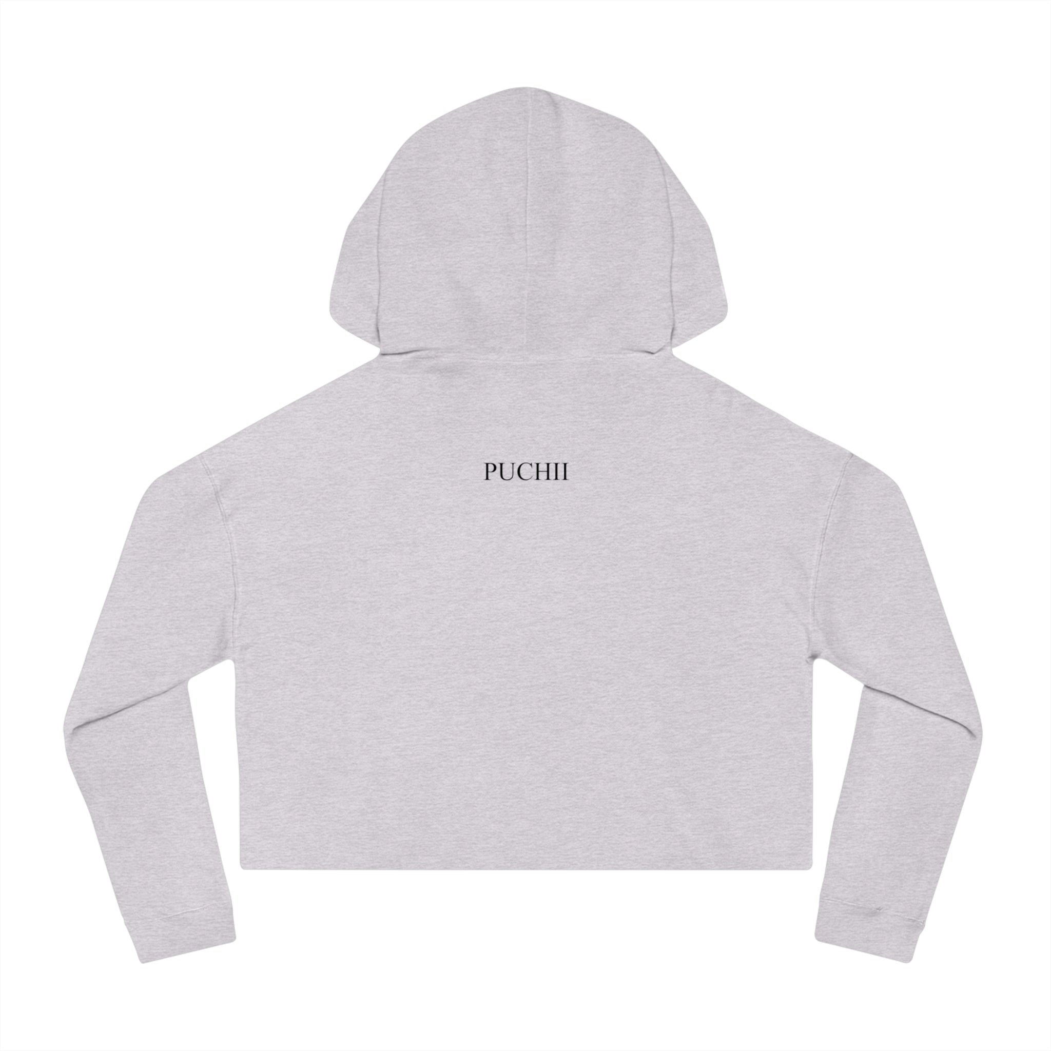 BELLA Pretty Doll World cropped hooded sweatshirt with colorful print, casual fit, and hood, made by Printify.