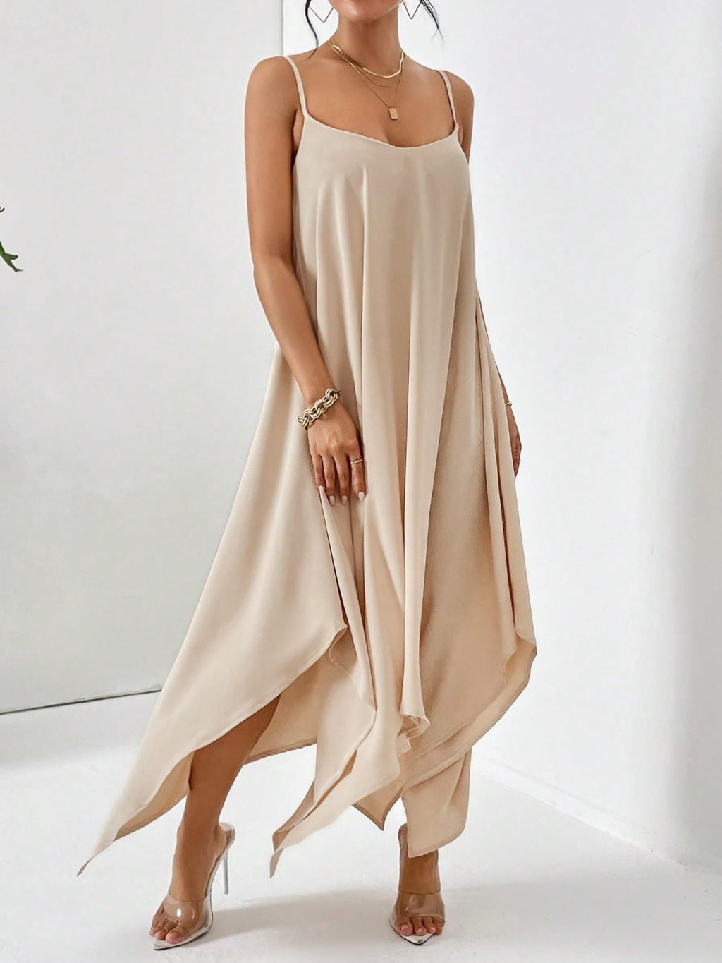 BELLA scoop neck midi cami dress from trendsi, featuring a sleek fit and lightweight fabric ideal for casual or semi-formal wear.