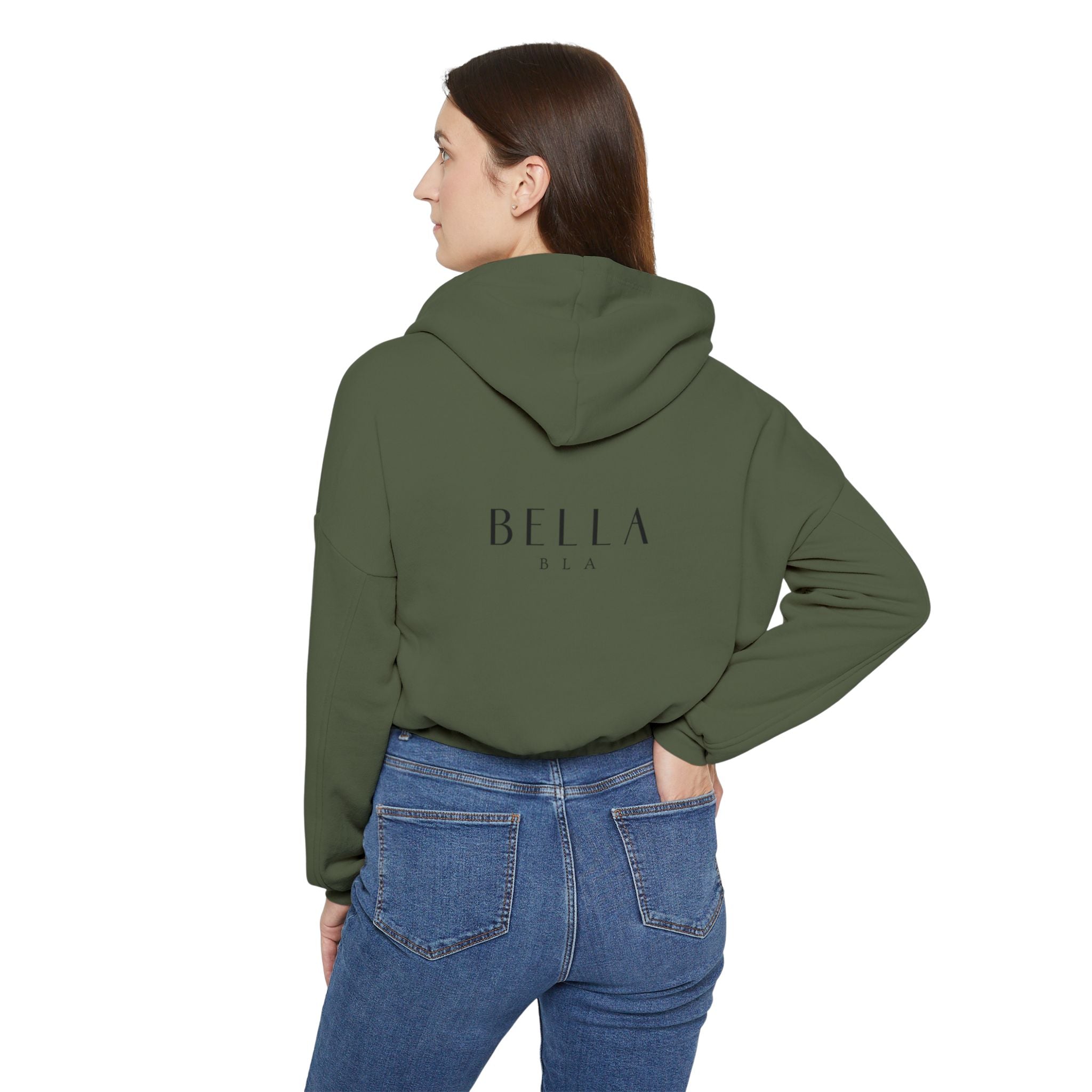 Luxury cinched bottom hoodie by Printify featuring a comfortable fit and stylish design in neutral tones.