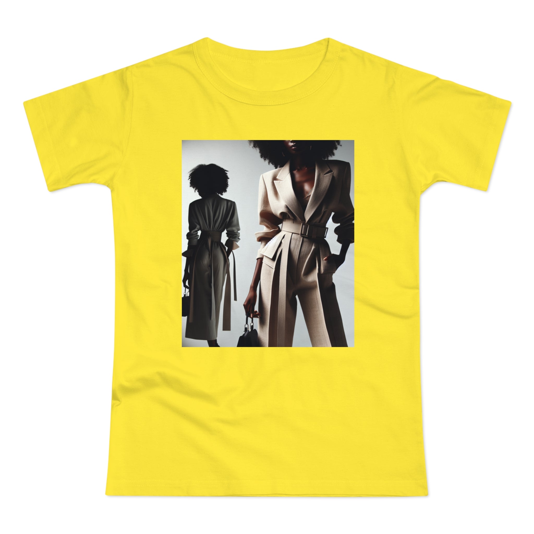 BELLA Pretty Doll World Boss Tee with colorful print on a casual cotton T-shirt, displayed on a flat lay.