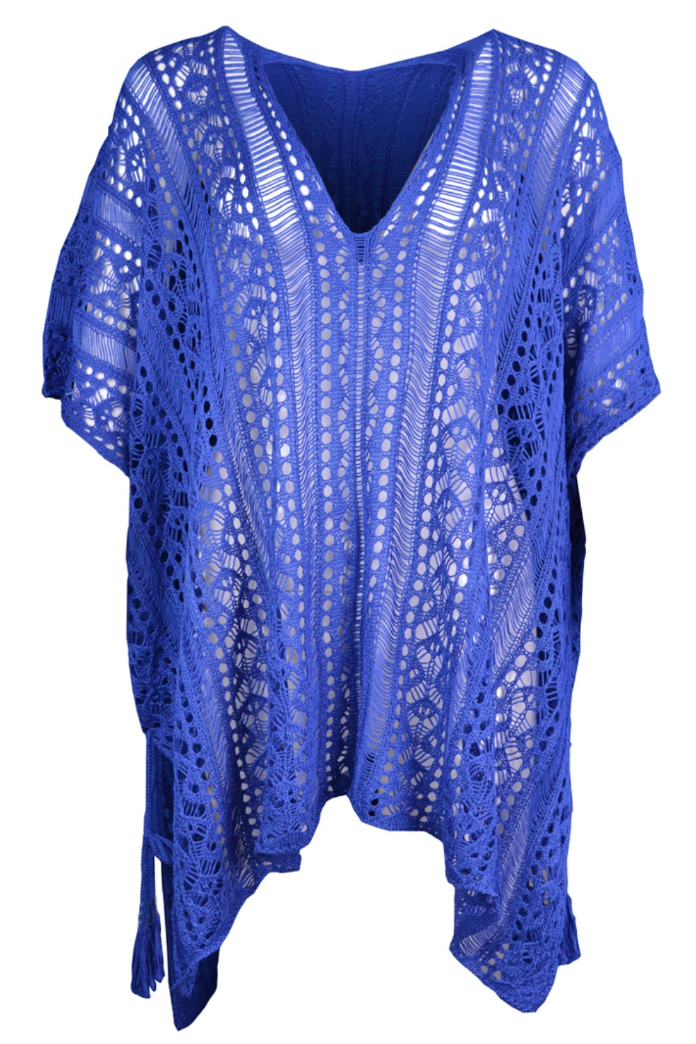 BELLA trendsi cutout V-neck cover-up with tassel details, lightweight fabric, and stylish design perfect for beach or poolside wear.