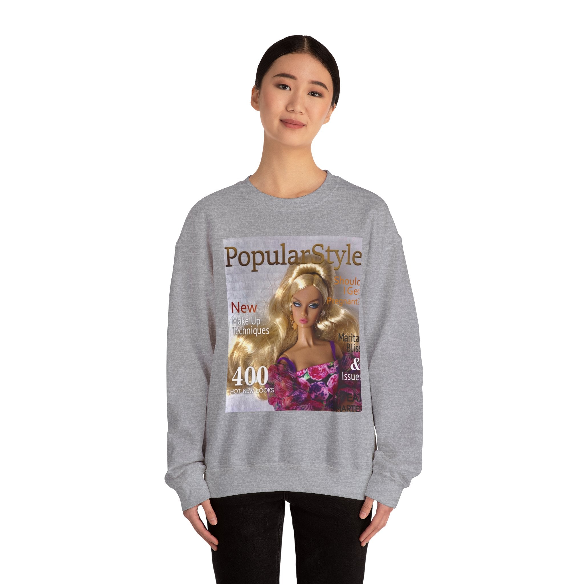 Printify fashion graphic crewneck sweatshirt with colorful printed design on soft cotton fabric.