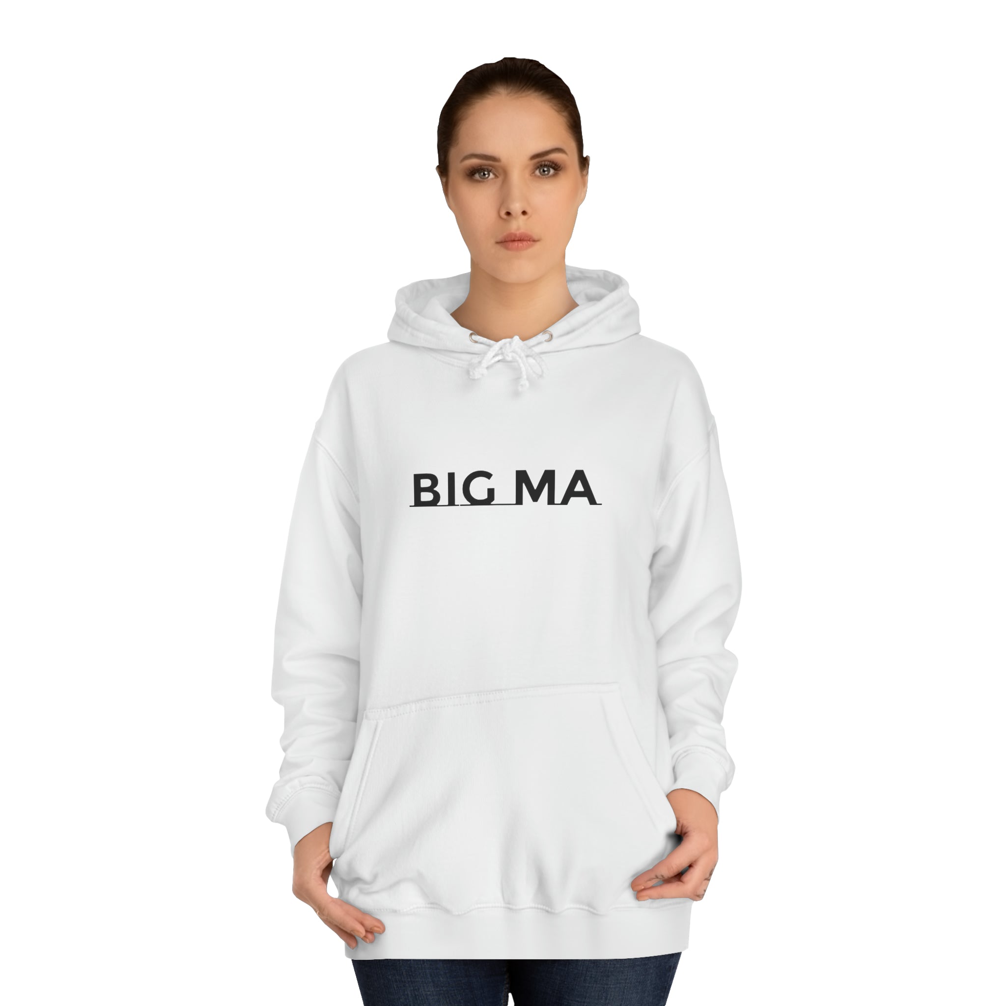 BELLA Signature College Hoodie, navy blue sweatshirt with front logo, soft fabric, and ribbed cuffs, casual and comfortable fit.