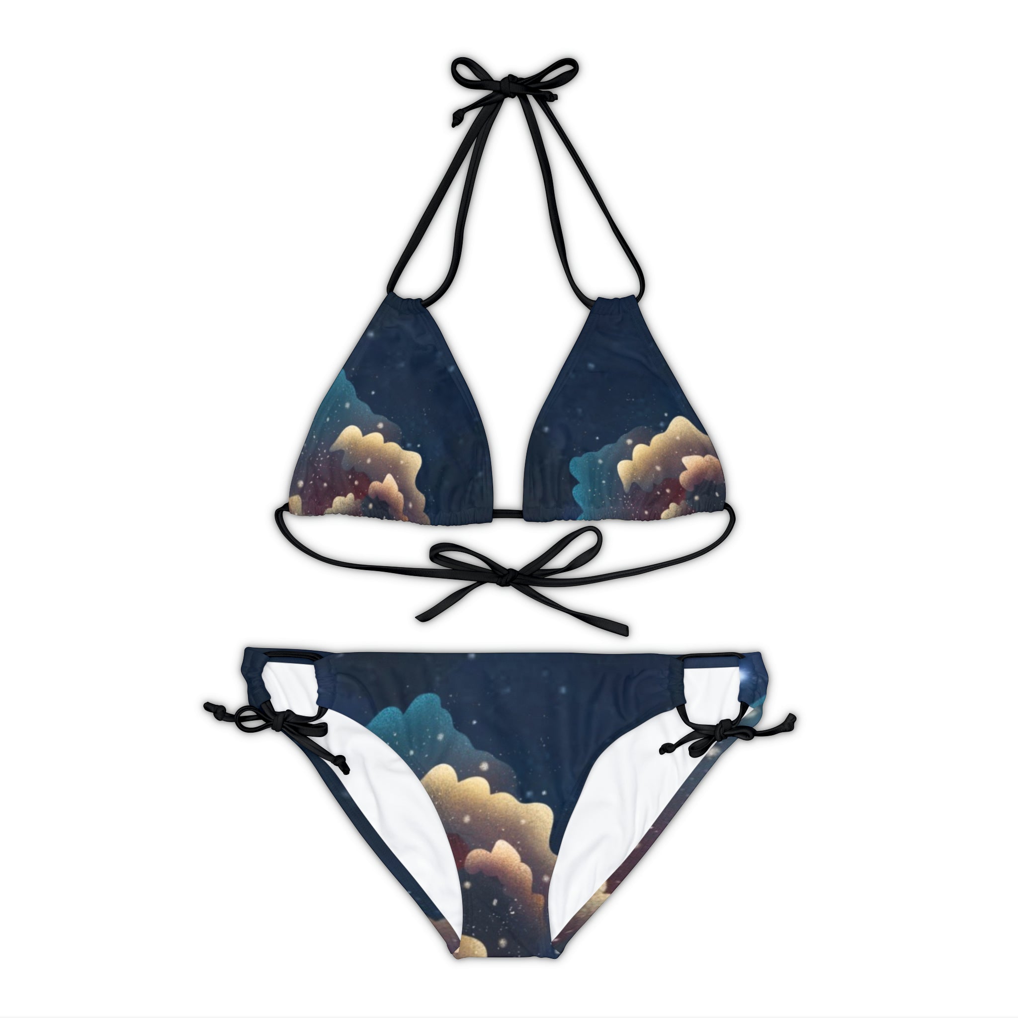 BELLA BLA Saturn Strappy Bikini Set with vibrant print, featuring adjustable straps and a stylish design for beachwear.