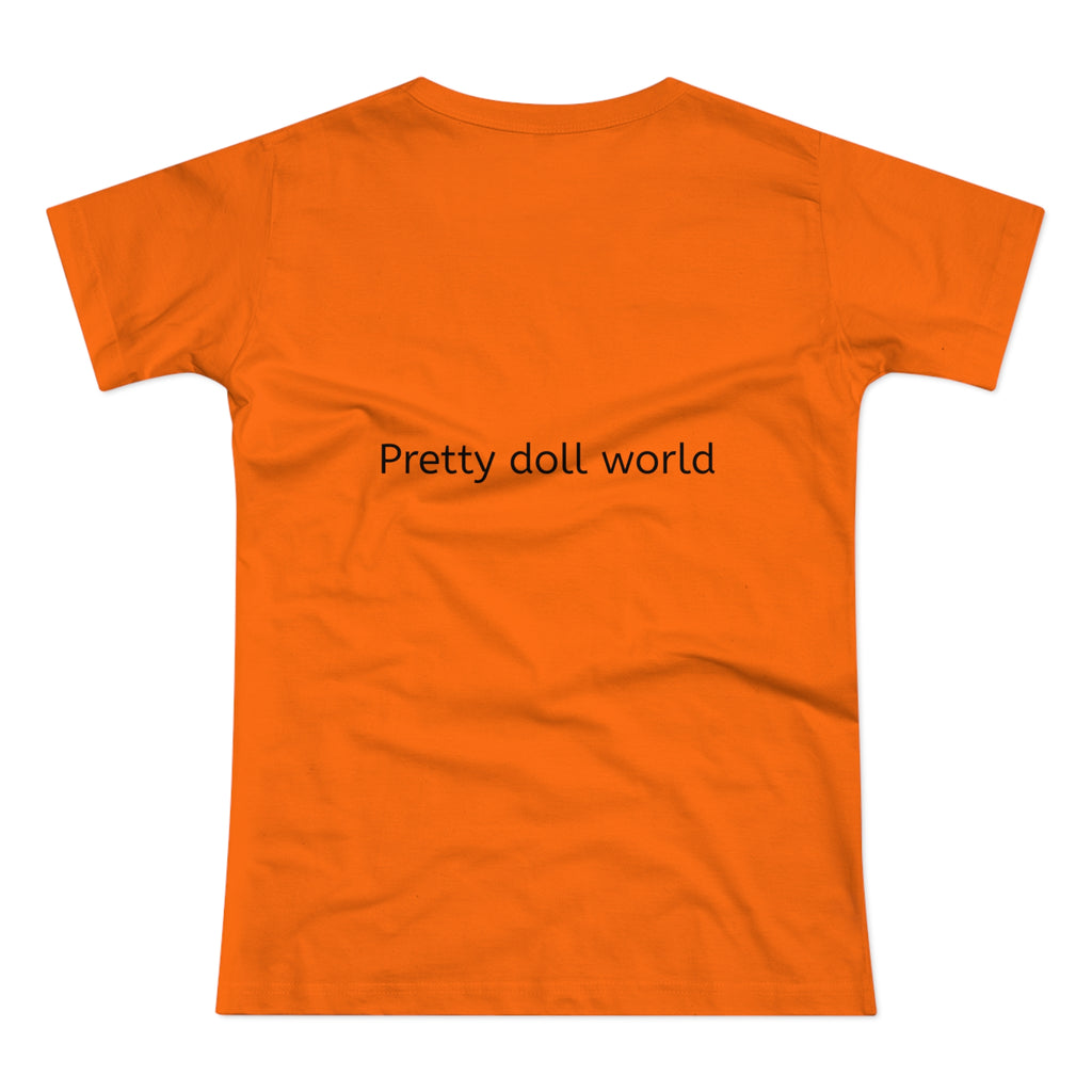 BELLA Pretty Doll World Boss Tee with colorful graphic print, casual short-sleeve cotton t-shirt for women.