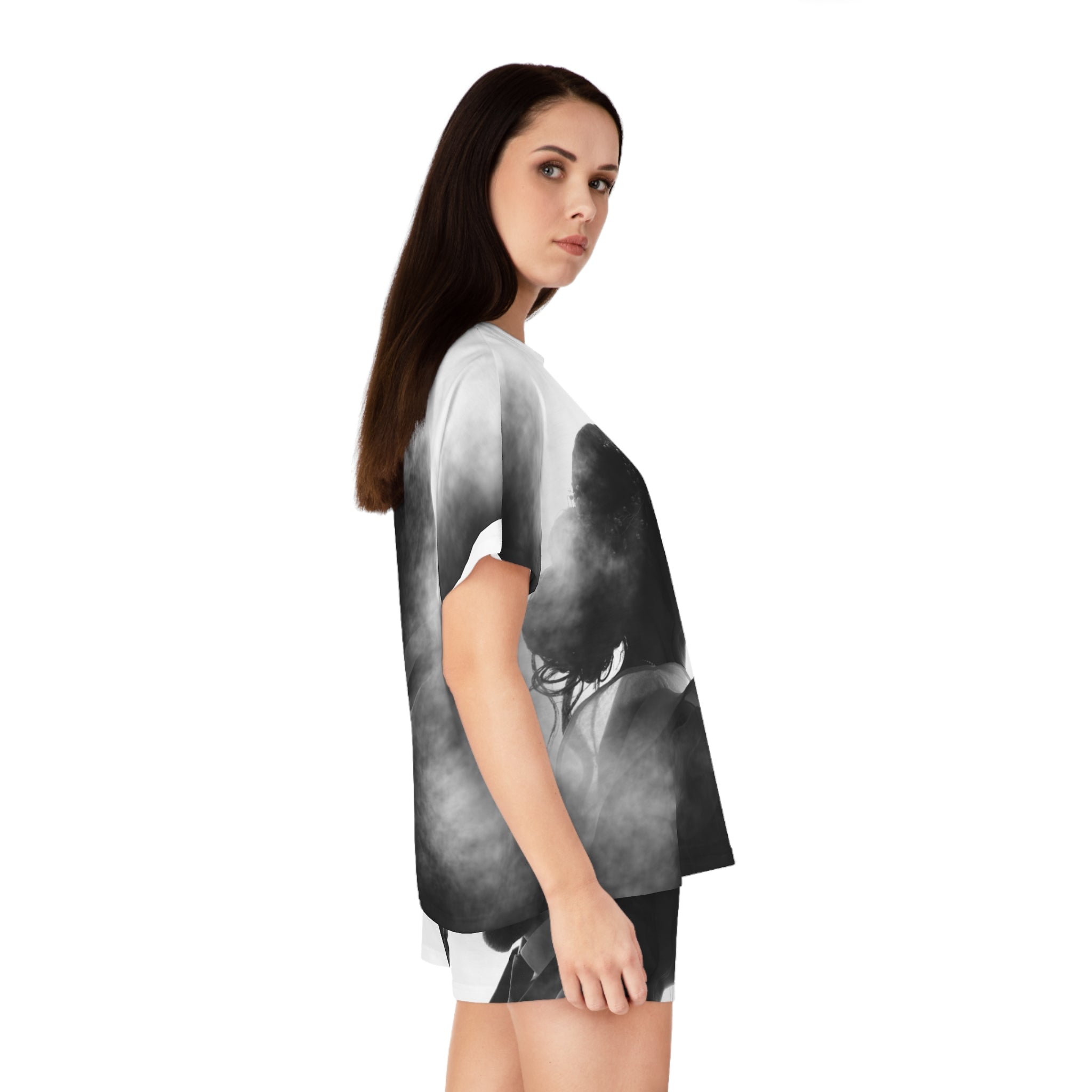 BELLA printify short pajama set with colorful floral print, soft fabric, and comfortable fit, ideal for cozy nights and lounging.