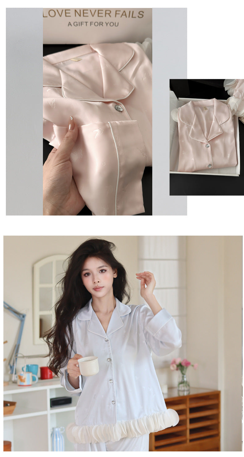 Ruffled Ice Silk Set