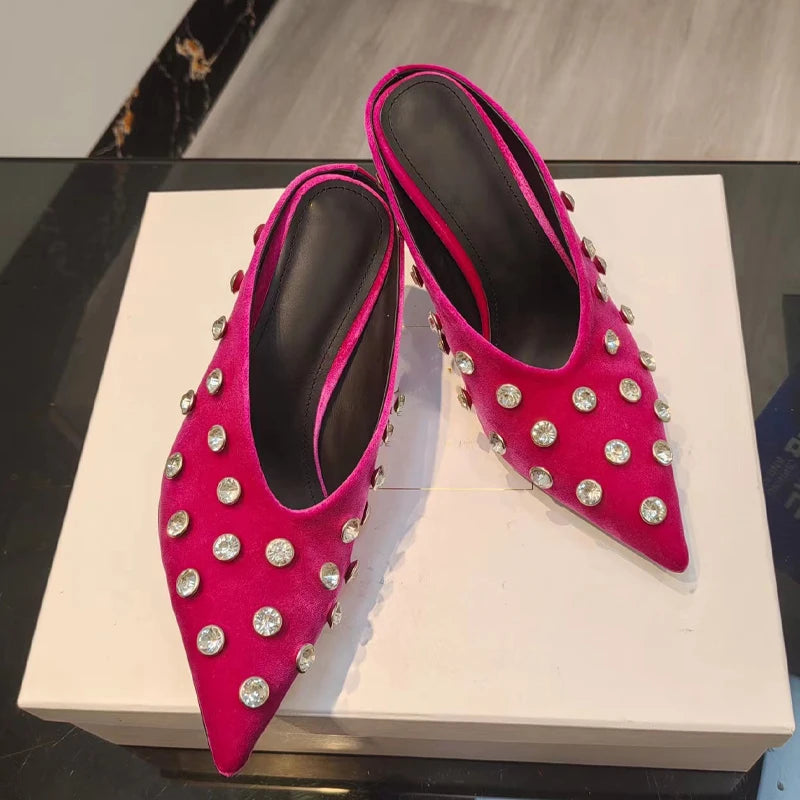 Suede Half Head Slipper Heel